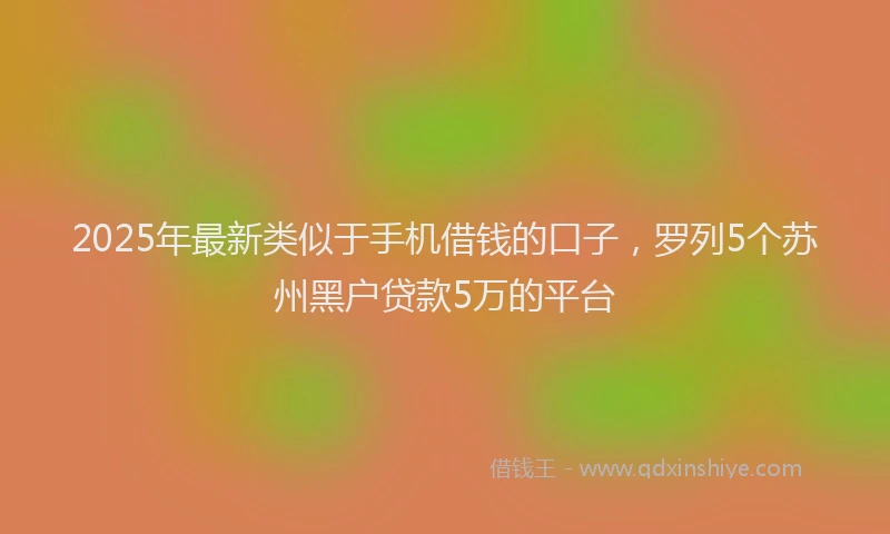 2025年最新类似于手机借钱的口子，罗列5个苏州黑户贷款5万的平台