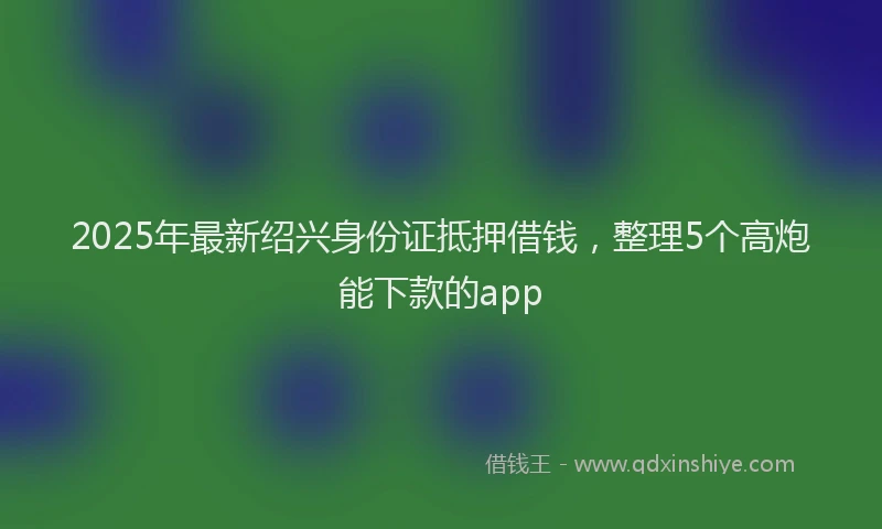 2025年最新绍兴身份证抵押借钱，整理5个高炮能下款的app