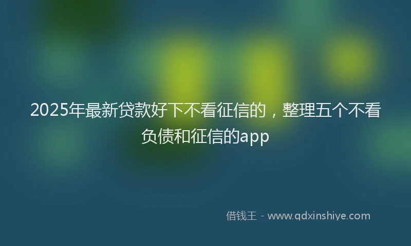 2025年最新贷款好下不看征信的，整理五个不看负债和征信的app