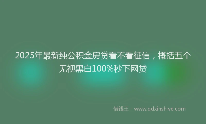 2025年最新纯公积金房贷看不看征信，概括五个无视黑白100%秒下网贷