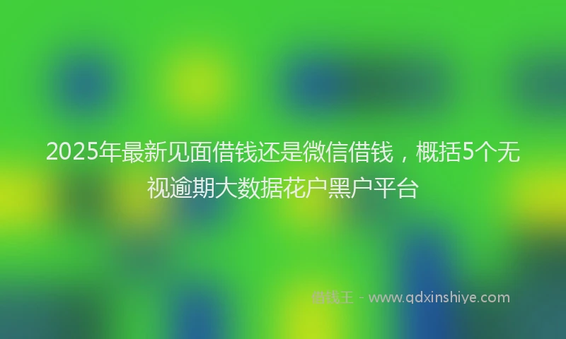 2025年最新见面借钱还是微信借钱，概括5个无视逾期大数据花户黑户平台