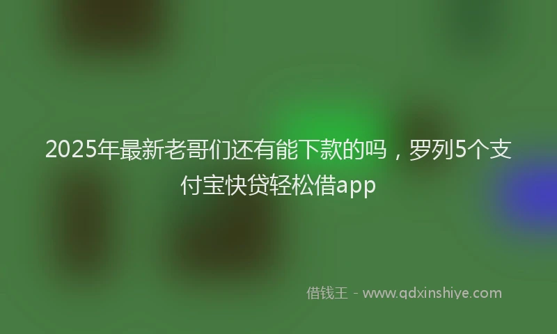 2025年最新老哥们还有能下款的吗，罗列5个支付宝快贷轻松借app
