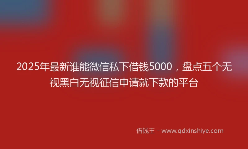 2025年最新谁能微信私下借钱5000，盘点五个无视黑白无视征信申请就下款的平台