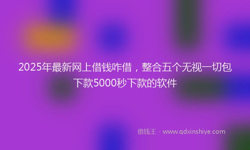 2025年最新网上借钱咋借，整合五个无视一切包下款5000秒下款的软件