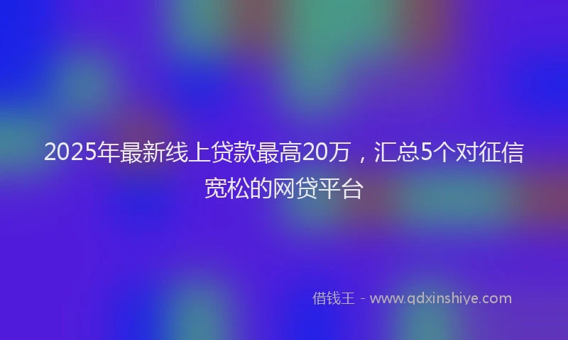 2025年最新线上贷款最高20万，汇总5个对征信宽松的网贷平台