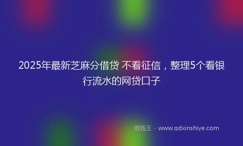 2025年最新芝麻分借贷 不看征信，整理5个看银行流水的网贷口子