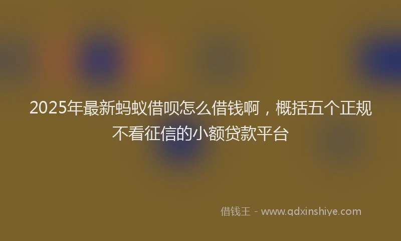 2025年最新蚂蚁借呗怎么借钱啊，概括五个正规不看征信的小额贷款平台
