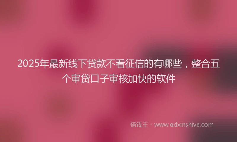 2025年最新线下贷款不看征信的有哪些，整合五个审贷口子审核加快的软件