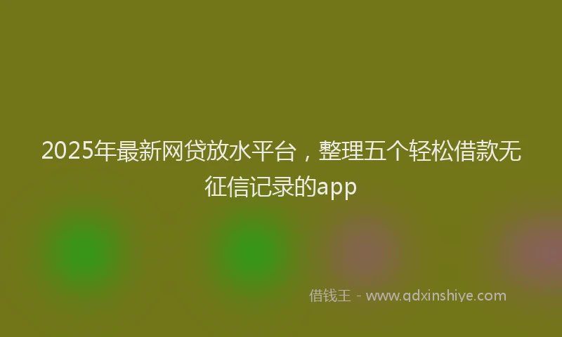 2025年最新网贷放水平台，整理五个轻松借款无征信记录的app