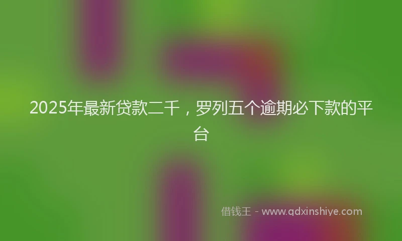 2025年最新贷款二千，罗列五个逾期必下款的平台