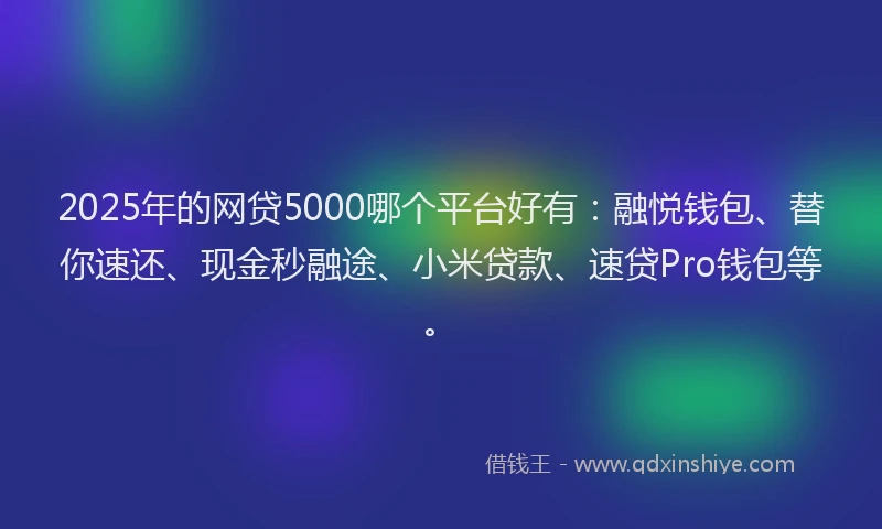 2025年的网贷5000哪个平台好有：融悦钱包、替你速还、现金秒融途、小米贷款、速贷Pro钱包等。