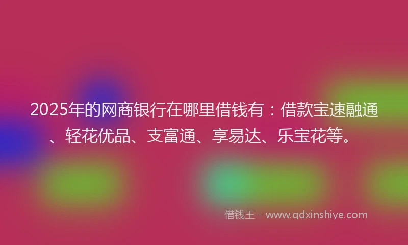 2025年的网商银行在哪里借钱有：借款宝速融通、轻花优品、支富通、享易达、乐宝花等。
