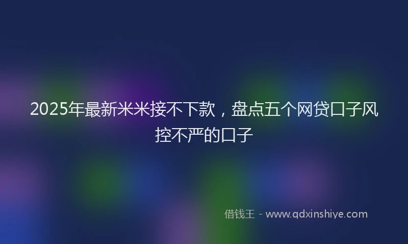 2025年最新米米接不下款，盘点五个网贷口子风控不严的口子