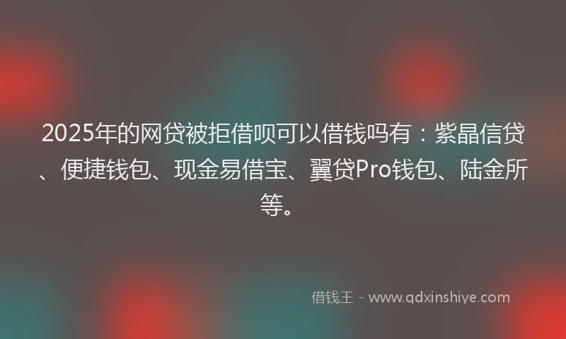2025年的网贷被拒借呗可以借钱吗有：紫晶信贷、便捷钱包、现金易借宝、翼贷Pro钱包、陆金所等。