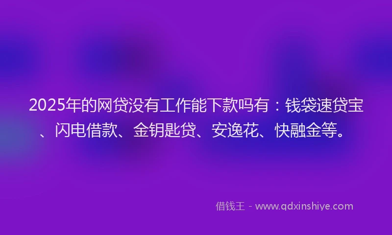 2025年的网贷没有工作能下款吗有：钱袋速贷宝、闪电借款、金钥匙贷、安逸花、快融金等。