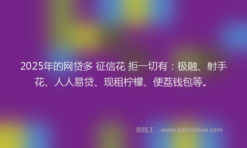 2025年的网贷多 征信花 拒一切有：极融、射手花、人人易贷、现租柠檬、便荔钱包等。