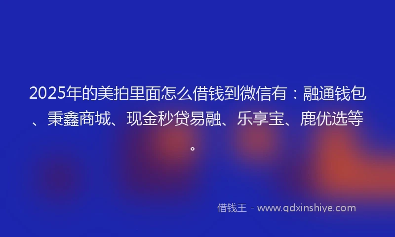2025年的美拍里面怎么借钱到微信有：融通钱包、秉鑫商城、现金秒贷易融、乐享宝、鹿优选等。