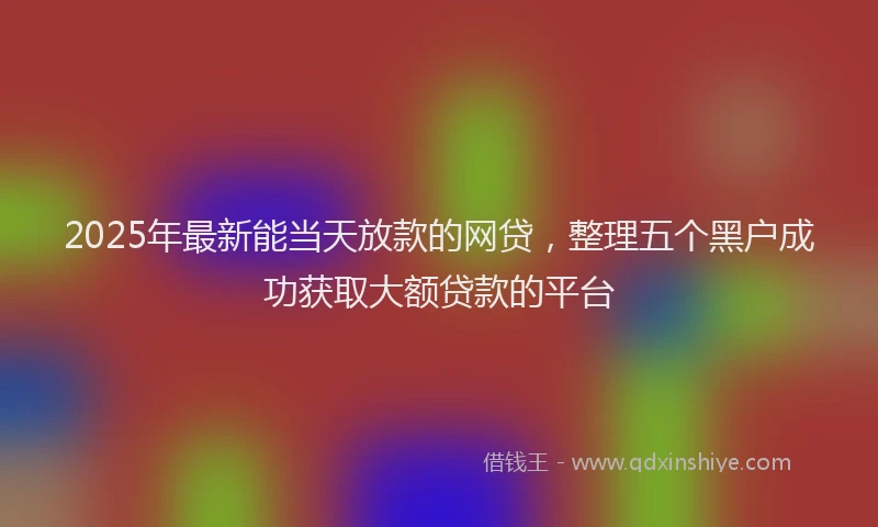 2025年最新能当天放款的网贷，整理五个黑户成功获取大额贷款的平台