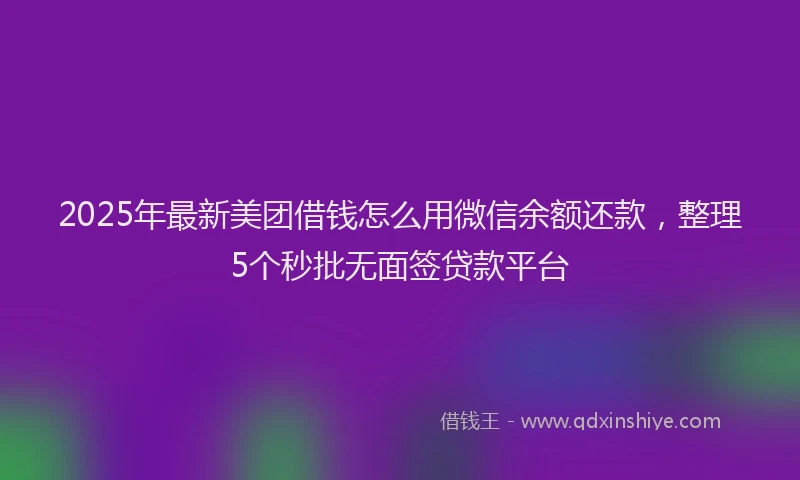 2025年最新美团借钱怎么用微信余额还款，整理5个秒批无面签贷款平台