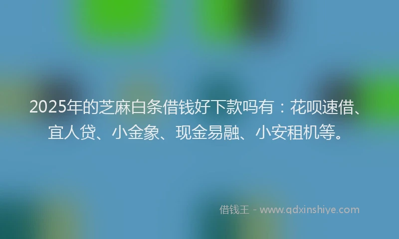 2025年的芝麻白条借钱好下款吗有：花呗速借、宜人贷、小金象、现金易融、小安租机等。