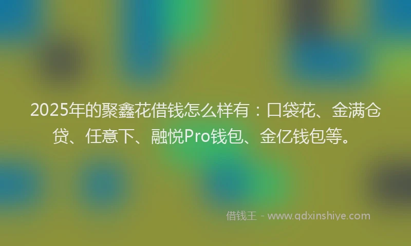 2025年的聚鑫花借钱怎么样有：口袋花、金满仓贷、任意下、融悦Pro钱包、金亿钱包等。