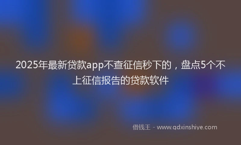 2025年最新贷款app不查征信秒下的，盘点5个不上征信报告的贷款软件
