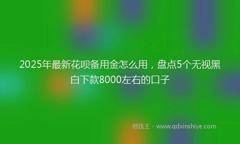 2025年最新花呗备用金怎么用，盘点5个无视黑白下款8000左右的口子