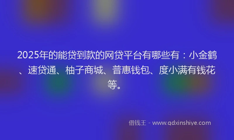 2025年的能贷到款的网贷平台有哪些有：小金鹤、速贷通、柚子商城、普惠钱包、度小满有钱花等。