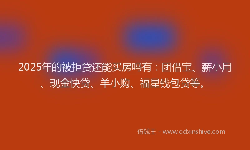 2025年的被拒贷还能买房吗有：团借宝、薪小用、现金快贷、羊小购、福星钱包贷等。