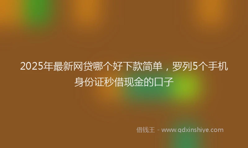 2025年最新网贷哪个好下款简单，罗列5个手机身份证秒借现金的口子