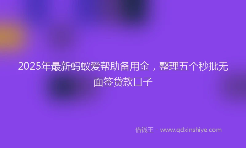 2025年最新蚂蚁爱帮助备用金，整理五个秒批无面签贷款口子