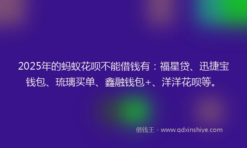 2025年的蚂蚁花呗不能借钱有：福星贷、迅捷宝钱包、琉璃买单、鑫融钱包+、洋洋花呗等。