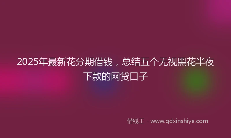 2025年最新花分期借钱，总结五个无视黑花半夜下款的网贷口子