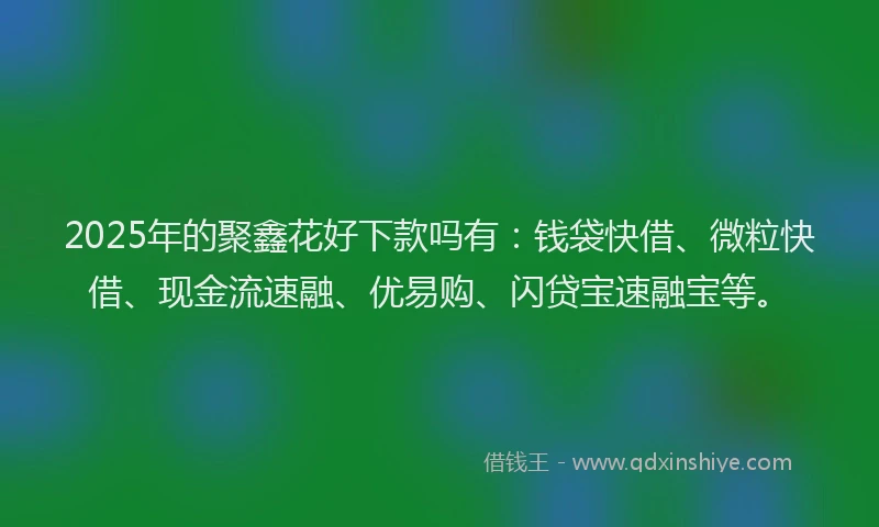 2025年的聚鑫花好下款吗有：钱袋快借、微粒快借、现金流速融、优易购、闪贷宝速融宝等。