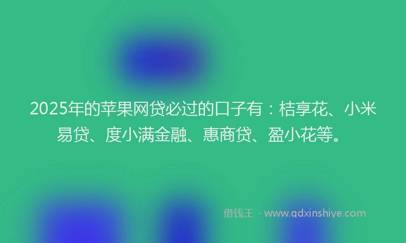2025年的苹果网贷必过的口子有：桔享花、小米易贷、度小满金融、惠商贷、盈小花等。