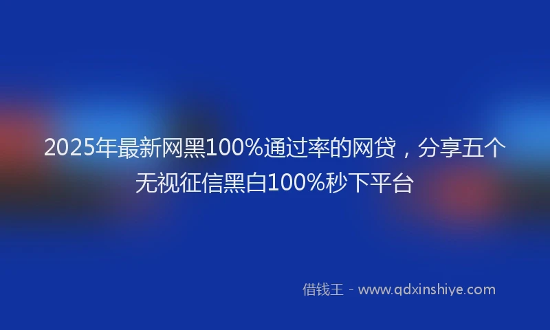 2025年最新网黑100%通过率的网贷，分享五个无视征信黑白100%秒下平台