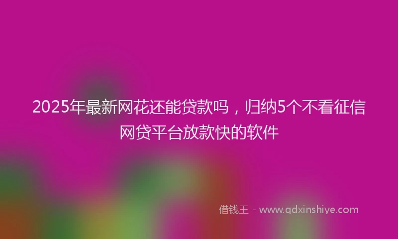 2025年最新网花还能贷款吗，归纳5个不看征信网贷平台放款快的软件