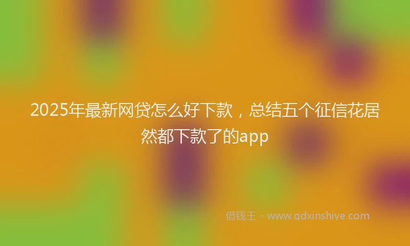 2025年最新网贷怎么好下款，总结五个征信花居然都下款了的app