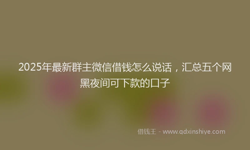 2025年最新群主微信借钱怎么说话，汇总五个网黑夜间可下款的口子