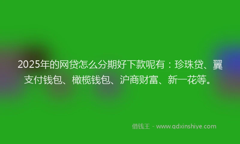 2025年的网贷怎么分期好下款呢有：珍珠贷、翼支付钱包、橄榄钱包、沪商财富、新一花等。