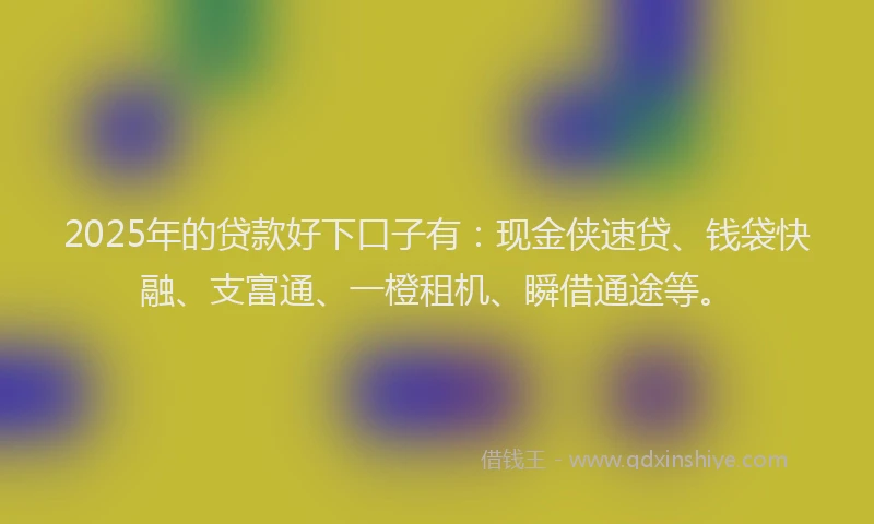 2025年的贷款好下口子有：现金侠速贷、钱袋快融、支富通、一橙租机、瞬借通途等。