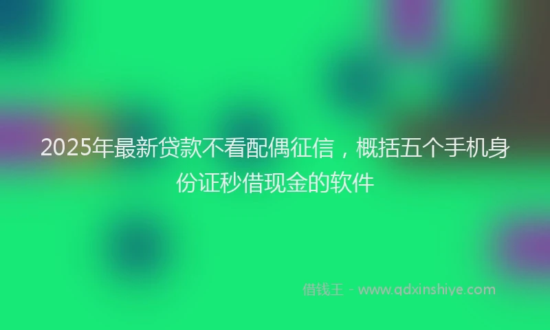 2025年最新贷款不看配偶征信，概括五个手机身份证秒借现金的软件