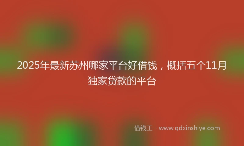 2025年最新苏州哪家平台好借钱，概括五个11月独家贷款的平台