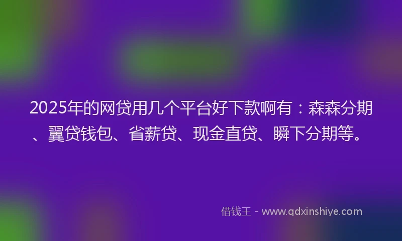 2025年的网贷用几个平台好下款啊有：森森分期、翼贷钱包、省薪贷、现金直贷、瞬下分期等。