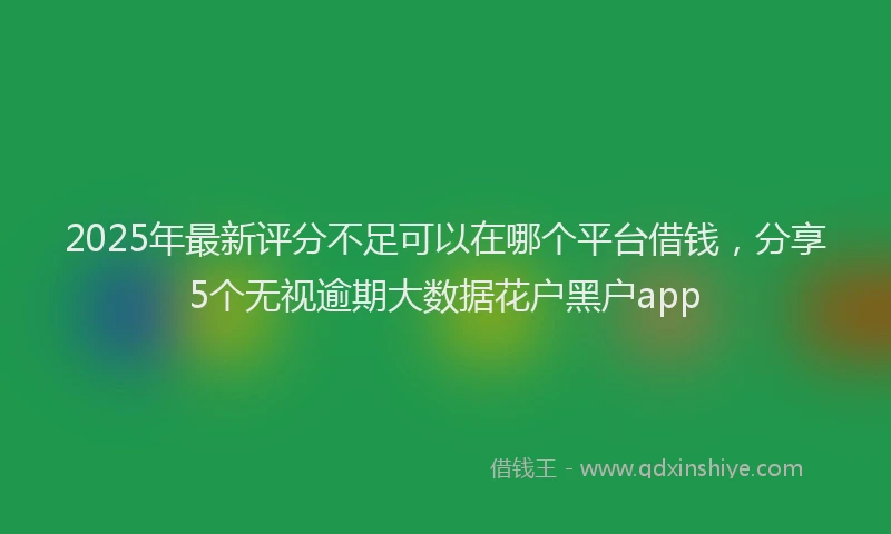 2025年最新评分不足可以在哪个平台借钱，分享5个无视逾期大数据花户黑户app