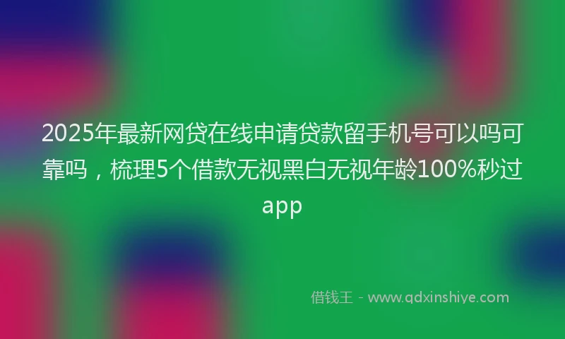 2025年最新网贷在线申请贷款留手机号可以吗可靠吗，梳理5个借款无视黑白无视年龄100%秒过app