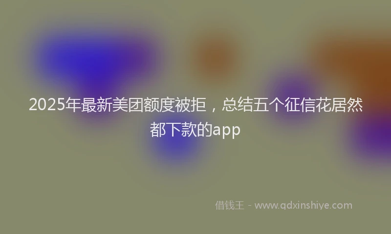 2025年最新美团额度被拒，总结五个征信花居然都下款的app