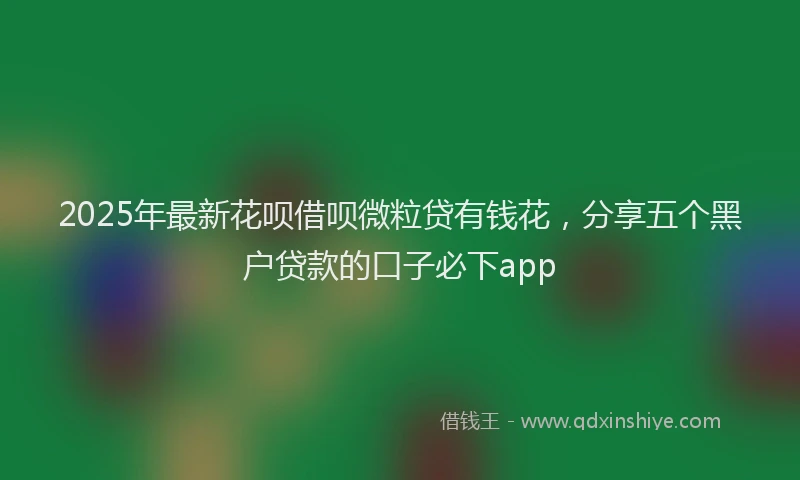 2025年最新花呗借呗微粒贷有钱花，分享五个黑户贷款的口子必下app