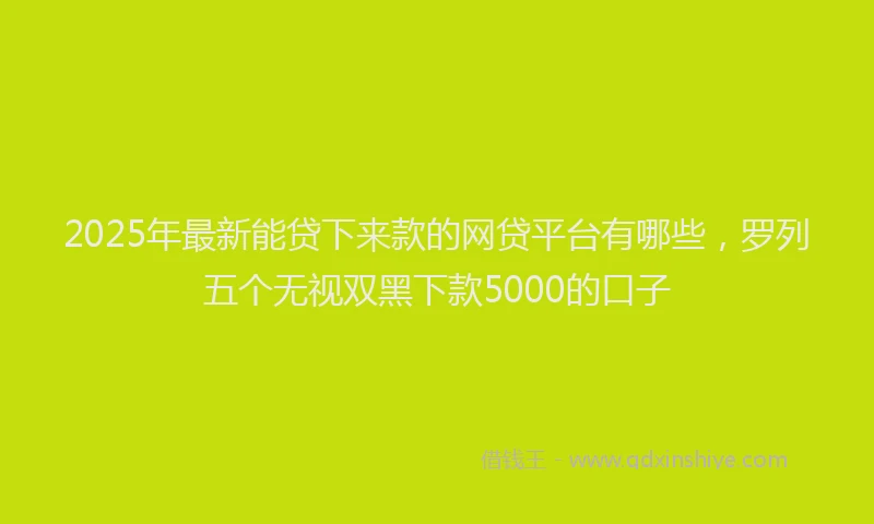 2025年最新能贷下来款的网贷平台有哪些，罗列五个无视双黑下款5000的口子
