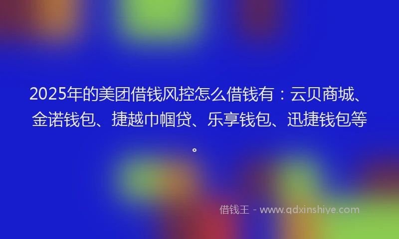 2025年的美团借钱风控怎么借钱有：云贝商城、金诺钱包、捷越巾帼贷、乐享钱包、迅捷钱包等。